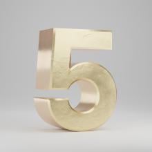 gold numeral five against grey background