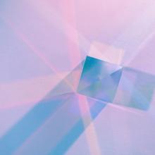 cube prism with refracted light in pastel colors