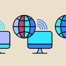 colorful screens and globes