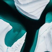 Ariel photo of icebergs in the Arctic