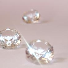 photograph of three clear gems