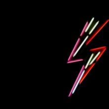 Neon lightning bolt on black background