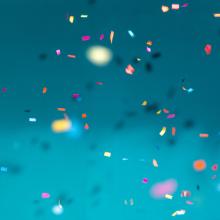 confetti on a blue background
