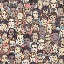 illustration of many faces of different ethnicities