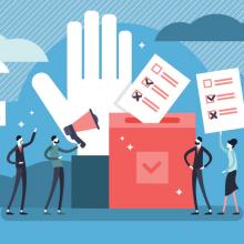 Illustration of people voting