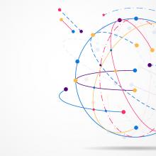 Illustration of a globe with lines and dots