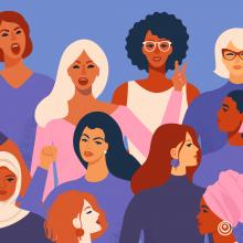Illustration of a diverse group of women