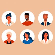 Illustrations of 10 people's headshots