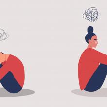 illustration of two people back to back