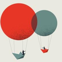 Illustration of two hot air balloons