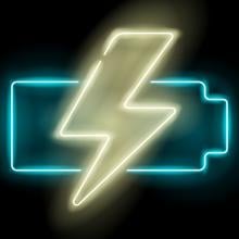 neon sign of a batter with a lightning bolt