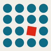 Illustration of blue dots arranged in a square