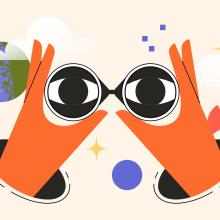 illustration of hands holding binoculars