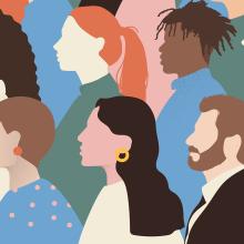 multicolor illustration of people in profile