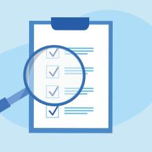 illustration of checklist with magnifying glass