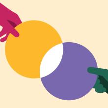 Illustration of two hands reaching toward each other