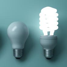 Four lightbulbs in a row