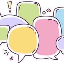 Illustration of different colored speech bubbles
