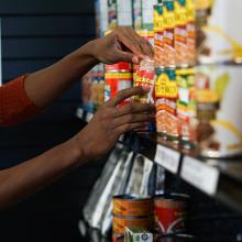 Stocking grocery shelves